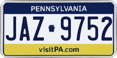 PA license plate JAZ9752