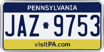 PA license plate JAZ9753