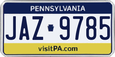 PA license plate JAZ9785