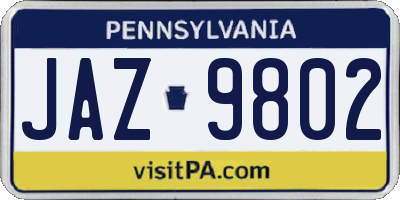 PA license plate JAZ9802