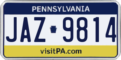 PA license plate JAZ9814