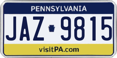 PA license plate JAZ9815