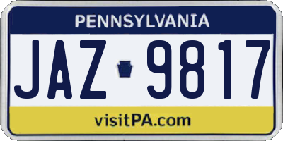 PA license plate JAZ9817