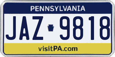 PA license plate JAZ9818