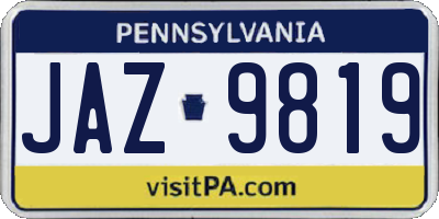 PA license plate JAZ9819