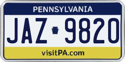 PA license plate JAZ9820