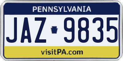 PA license plate JAZ9835