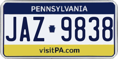 PA license plate JAZ9838