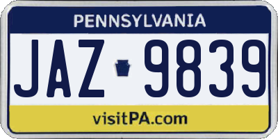 PA license plate JAZ9839