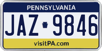 PA license plate JAZ9846