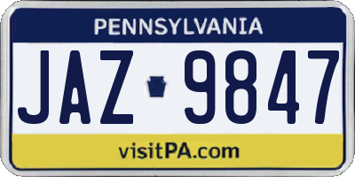 PA license plate JAZ9847