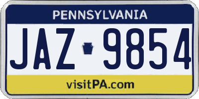 PA license plate JAZ9854