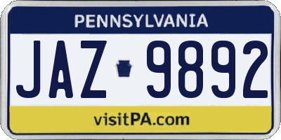 PA license plate JAZ9892