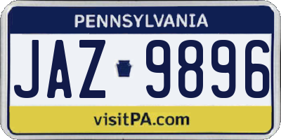 PA license plate JAZ9896