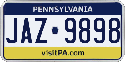 PA license plate JAZ9898