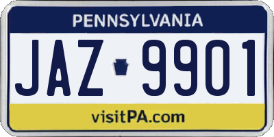 PA license plate JAZ9901