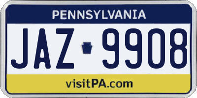 PA license plate JAZ9908