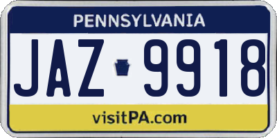 PA license plate JAZ9918