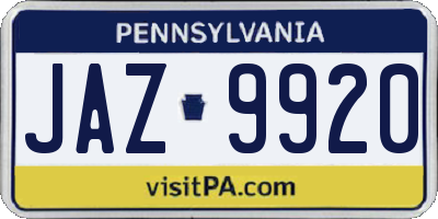 PA license plate JAZ9920