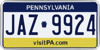 PA license plate JAZ9924