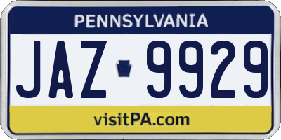 PA license plate JAZ9929