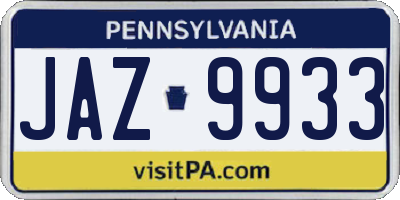 PA license plate JAZ9933