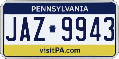 PA license plate JAZ9943