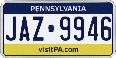 PA license plate JAZ9946