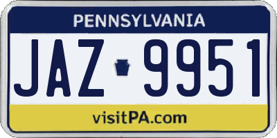 PA license plate JAZ9951