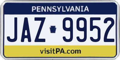 PA license plate JAZ9952