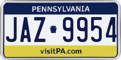 PA license plate JAZ9954