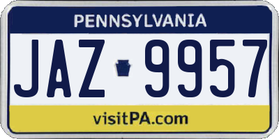 PA license plate JAZ9957