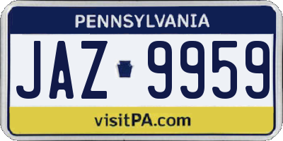 PA license plate JAZ9959
