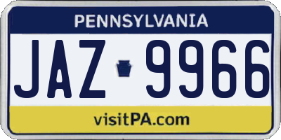 PA license plate JAZ9966