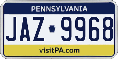 PA license plate JAZ9968