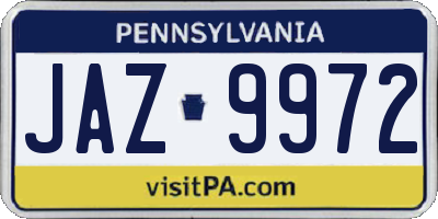 PA license plate JAZ9972