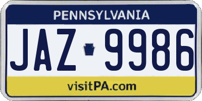 PA license plate JAZ9986
