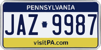 PA license plate JAZ9987