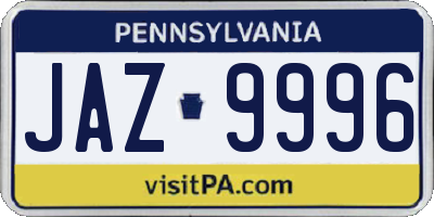 PA license plate JAZ9996