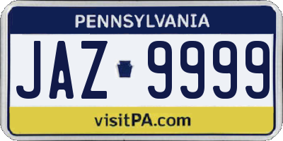 PA license plate JAZ9999