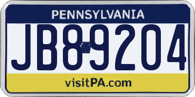 PA license plate JB89204
