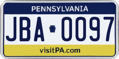 PA license plate JBA0097