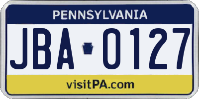 PA license plate JBA0127