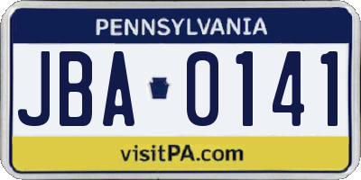 PA license plate JBA0141