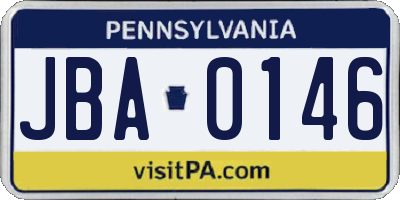 PA license plate JBA0146