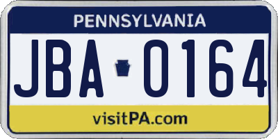 PA license plate JBA0164