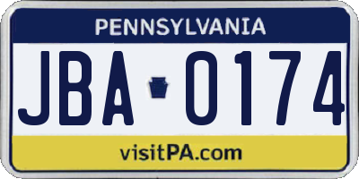 PA license plate JBA0174