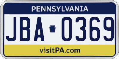 PA license plate JBA0369