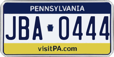 PA license plate JBA0444