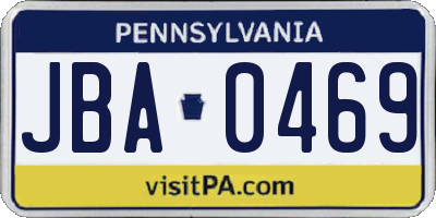 PA license plate JBA0469
